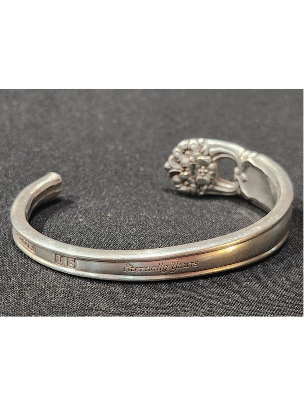 Eternally Yours Cuff Bracelet Silver Plated Floral Design Silverwear Jewelry